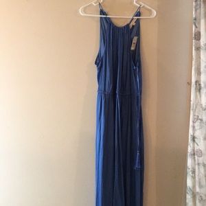 Blue silk maxi dress